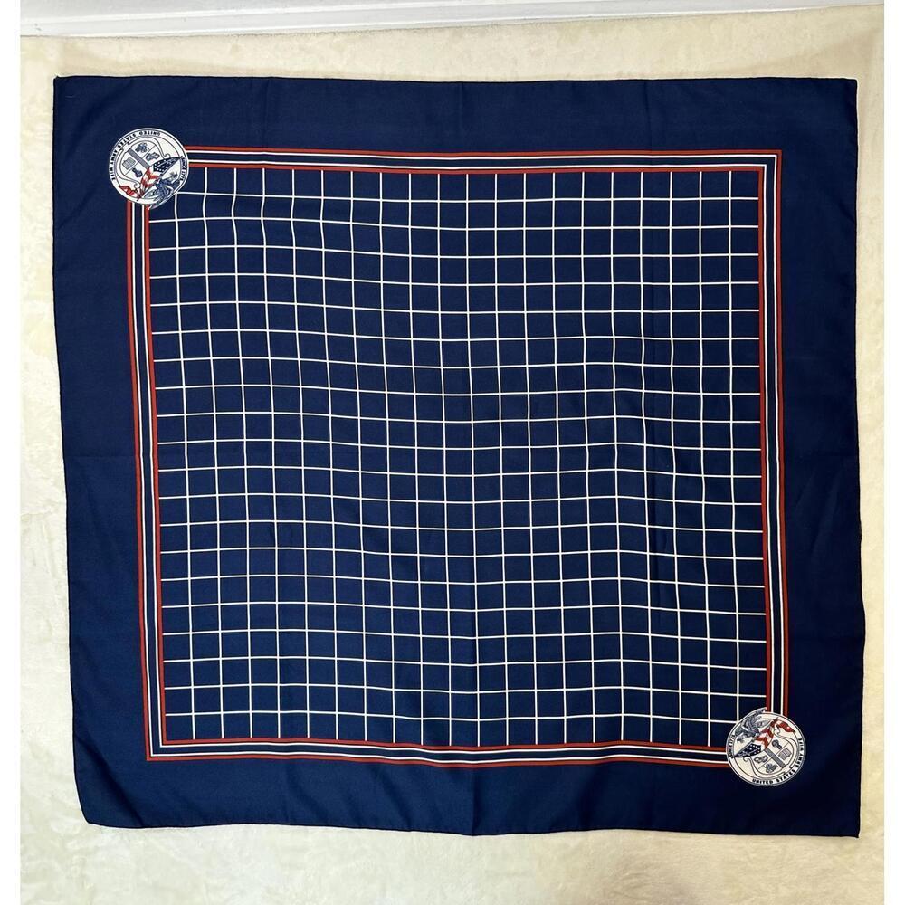 Vintage 28” Military Wife United States Army Grid Print Scarf Patriotic